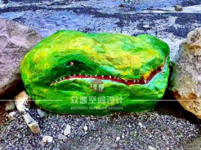 众逸创意石头彩绘大嘴龙